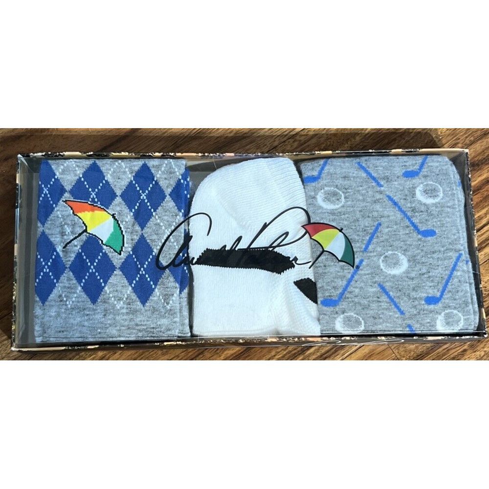 New Arnold Palmer Golf Blue Argyle Socks 3-pack Crew Low Rider Shoe Size 9-12
